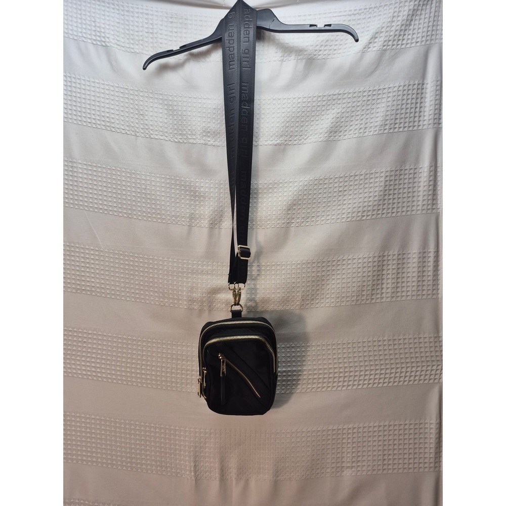 Madden Girl Crossbody Womens Black Adjustable Strap Sling Bag 7336